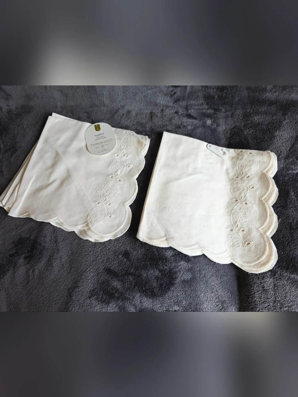 New Threshold 2 pk Eyelet Dinner Napkins Ivory bundle of 2, Easter/ mother's day